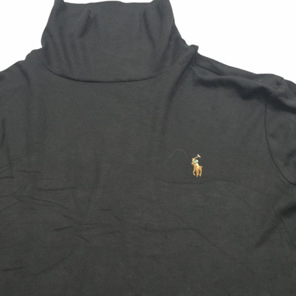 Playera Ralph Lauren Medianam Cuello Alto Negro Manga Larga