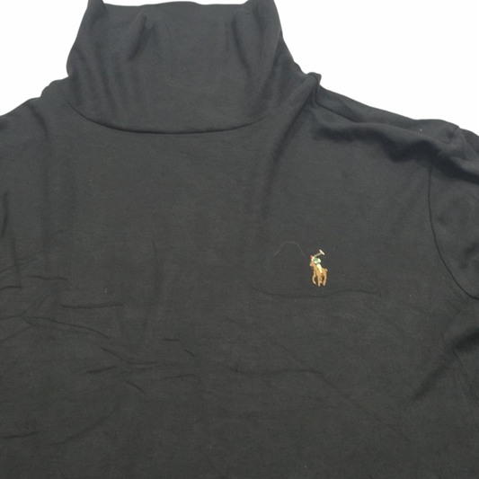 Playera Ralph Lauren Medianam Cuello Alto Negro Manga Larga