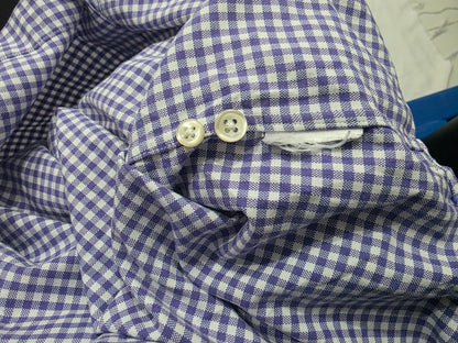 Camisa Ralph Lauren Mediana M Cuadro Morado Pony Azul