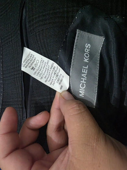 Saco Michael Kors 46r Cuadro Gris Oscuro Y Azul
