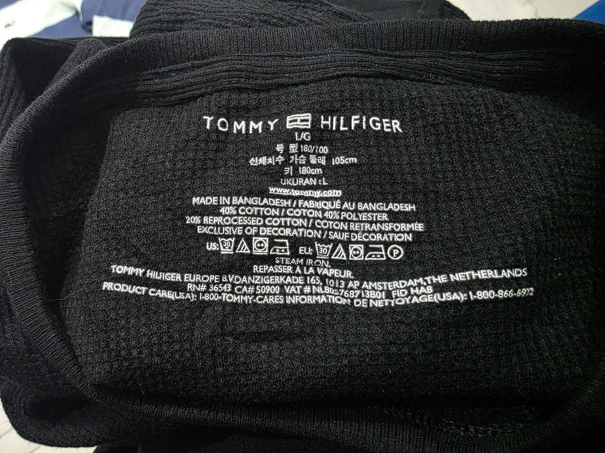 Playera Tommy Hilfiger Grande L Negro Manga Larga