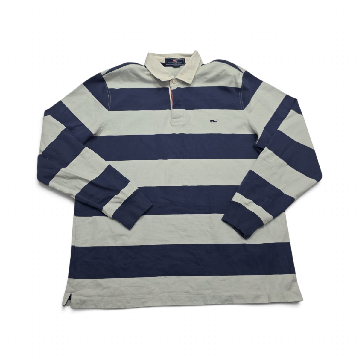 Playera Vineyard Vines Grande L Polo Blanco Y Azul Manga Lar