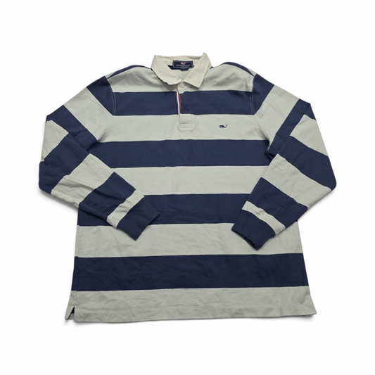 Playera Vineyard Vines Grande L Polo Blanco Y Azul Manga Lar