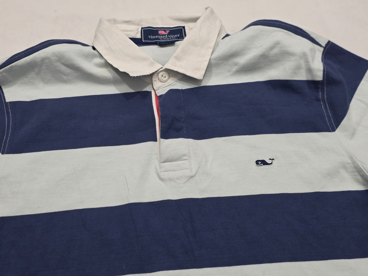 Playera Vineyard Vines Grande L Polo Blanco Y Azul Manga Lar