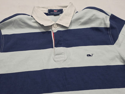 Playera Vineyard Vines Grande L Polo Blanco Y Azul Manga Lar