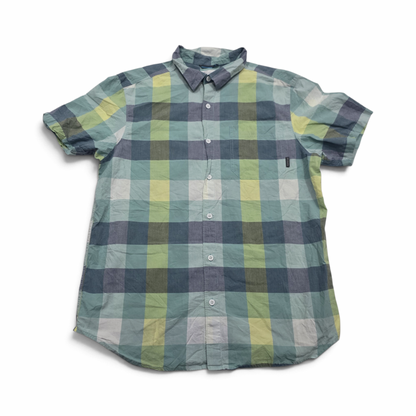 Camisa Columbia Grande L Cuadro Verde Manga Corta