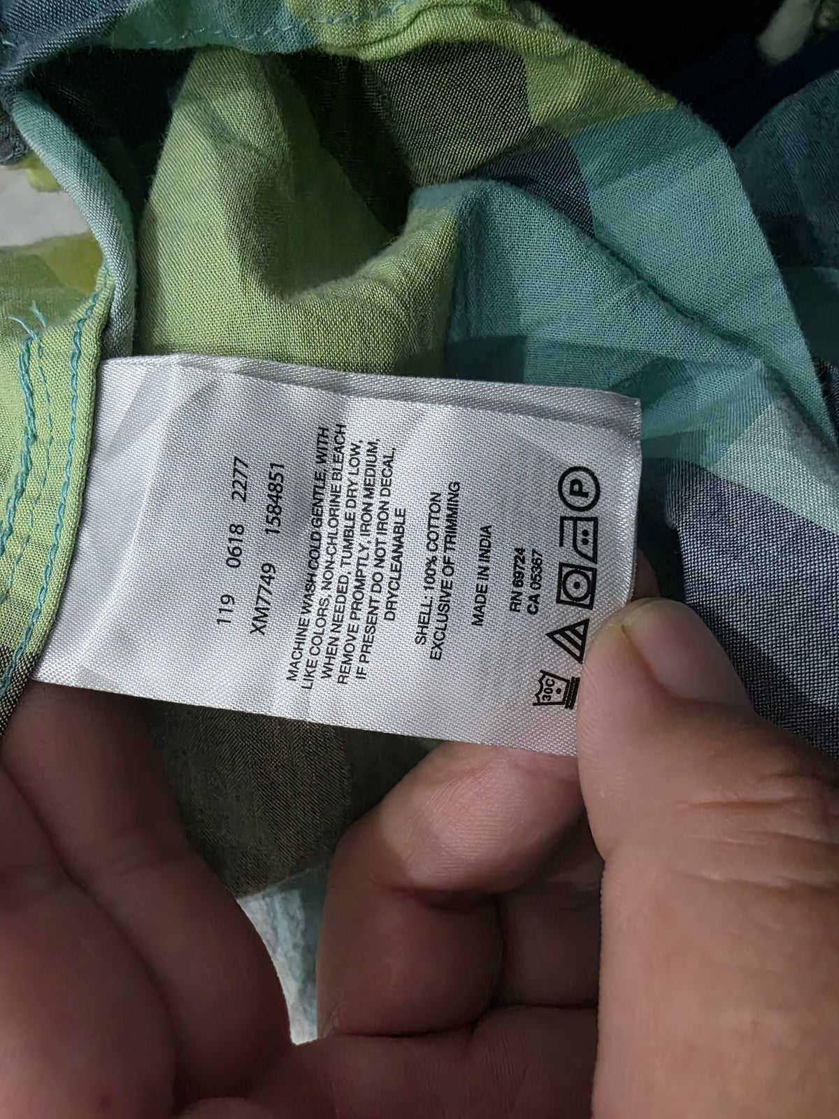 Camisa Columbia Grande L Cuadro Verde Manga Corta
