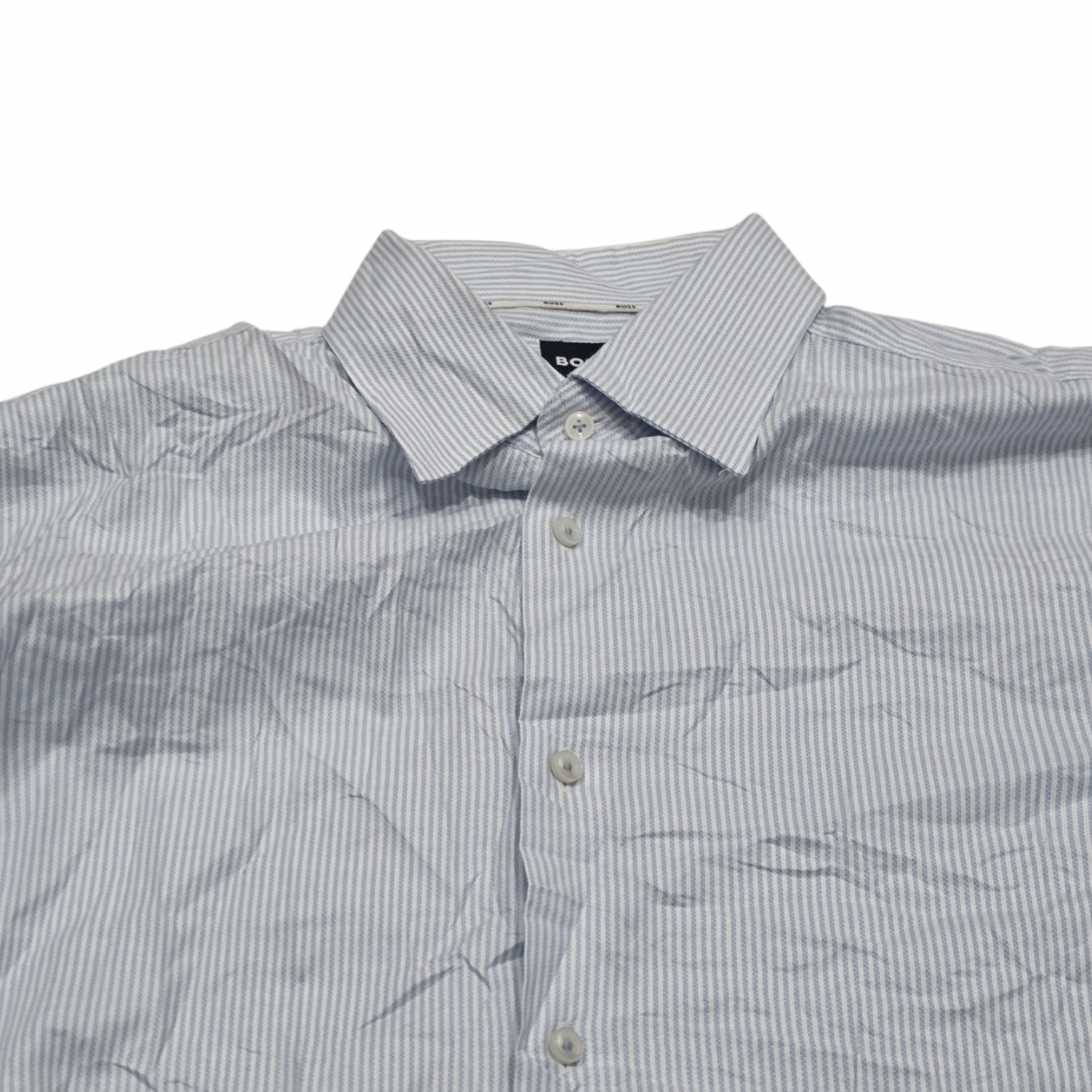 Camisa Hugo Boss Grande L Slim Fit Lineas Azul Claro