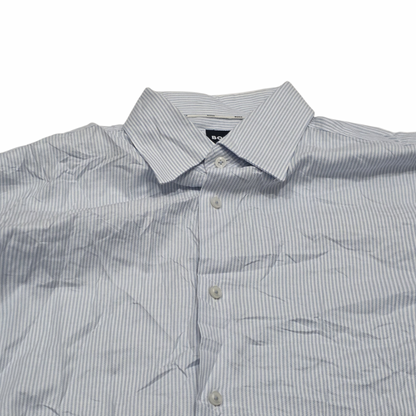 Camisa Hugo Boss Grande L Slim Fit Lineas Azul Claro