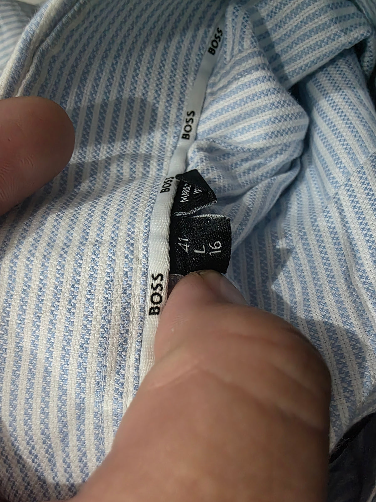 Camisa Hugo Boss Grande L Slim Fit Lineas Azul Claro