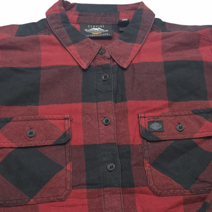 Camisa Harley Davidson Grande L Franel Acuadro Rojo Y Negro