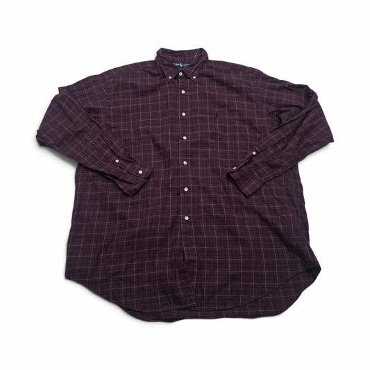 Camisa Ralph Lauren Xgrande Xl Blake Vino Cuadro