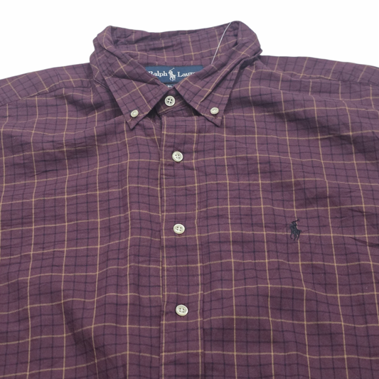 Camisa Ralph Lauren Xgrande Xl Blake Vino Cuadro