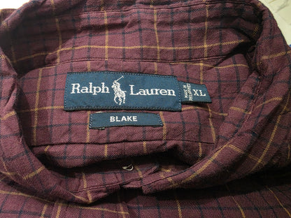 Camisa Ralph Lauren Xgrande Xl Blake Vino Cuadro