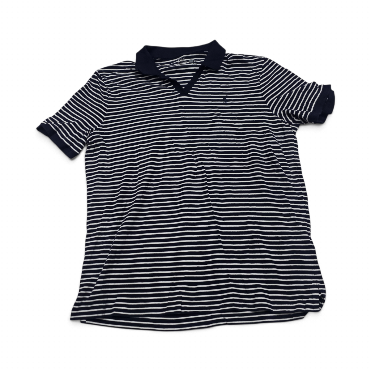 Playera Ralph Lauren Xgrande Classicfit Azul Y Blanco Lineas