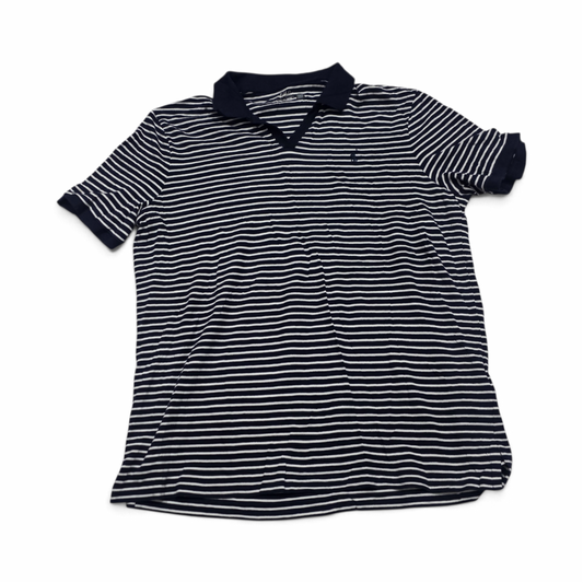 Playera Ralph Lauren Xgrande Classicfit Azul Y Blanco Lineas