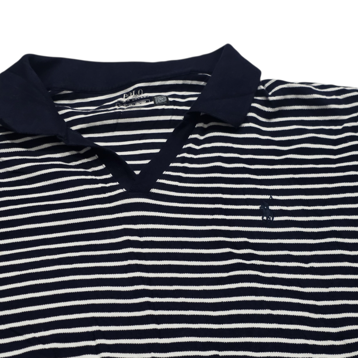 Playera Ralph Lauren Xgrande Classicfit Azul Y Blanco Lineas