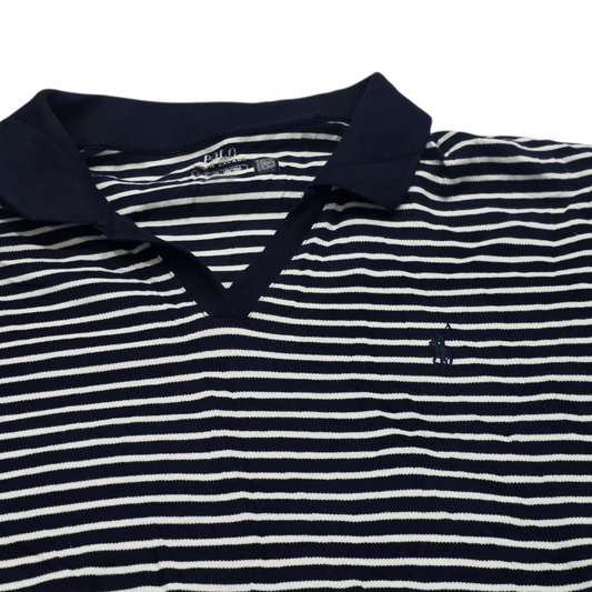 Playera Ralph Lauren Xgrande Classicfit Azul Y Blanco Lineas