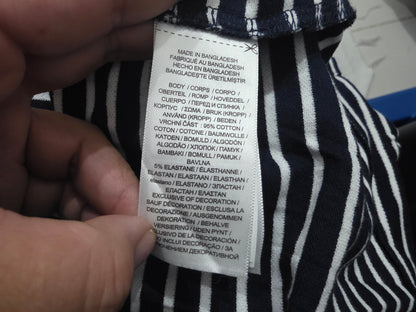 Playera Ralph Lauren Xgrande Classicfit Azul Y Blanco Lineas