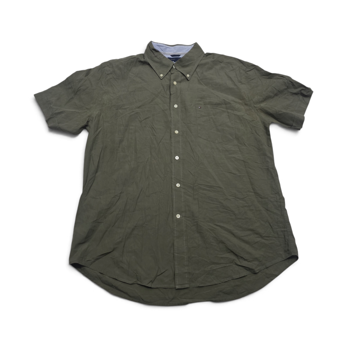Camisa Tommy Hilfiger Xgrande Xl Verde Manga Corta