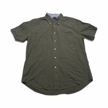 Camisa Tommy Hilfiger Xgrande Xl Verde Manga Corta