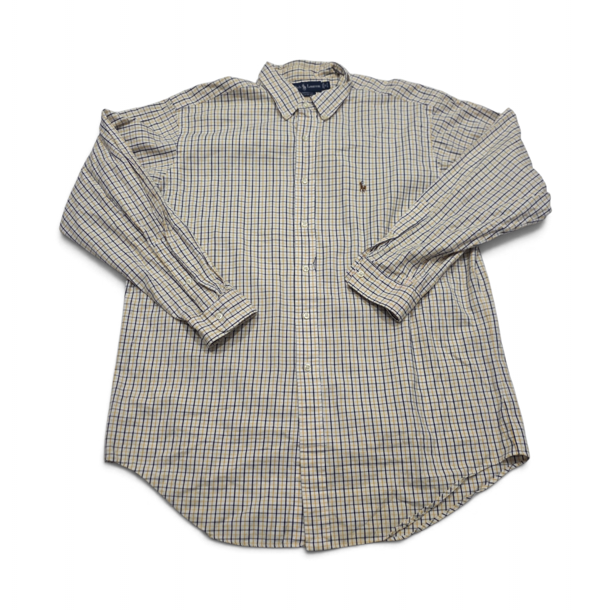 Camisa Ralph Lauren 17 34/35 Yarmouth Cuadro Blanco,amarillo
