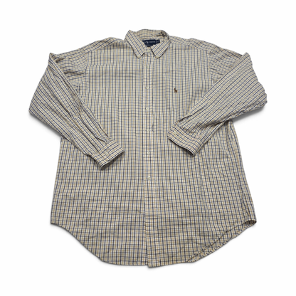 Camisa Ralph Lauren 17 34/35 Yarmouth Cuadro Blanco,amarillo