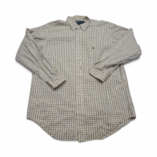 Camisa Ralph Lauren 17 34/35 Yarmouth Cuadro Blanco,amarillo