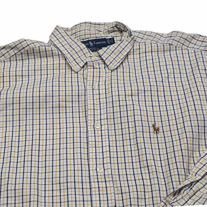 Camisa Ralph Lauren 17 34/35 Yarmouth Cuadro Blanco,amarillo