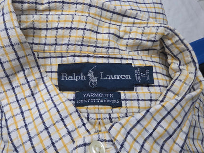 Camisa Ralph Lauren 17 34/35 Yarmouth Cuadro Blanco,amarillo