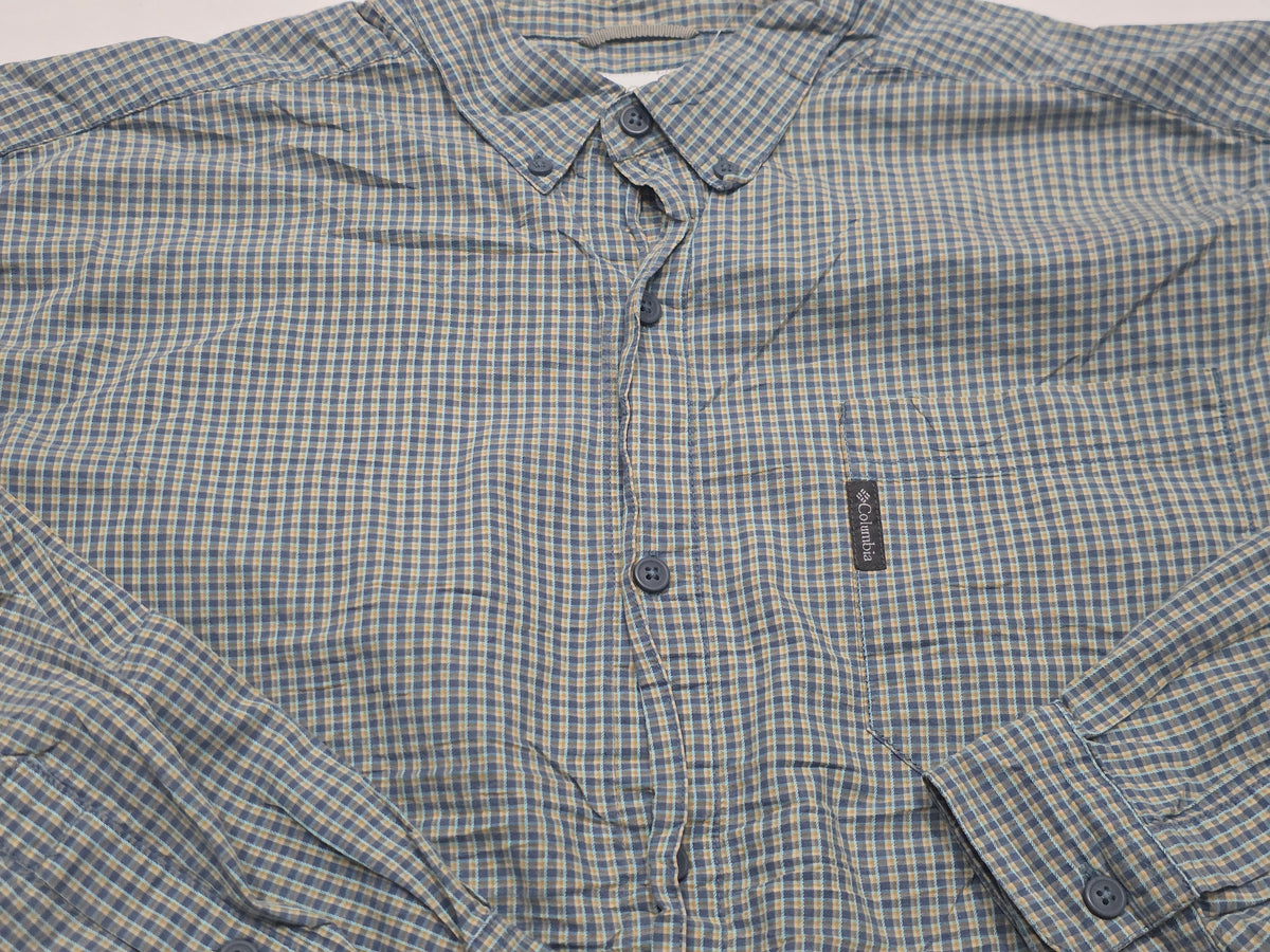 Camisa Columbia Xgrande Xl Cuadro Azul Y Naranja