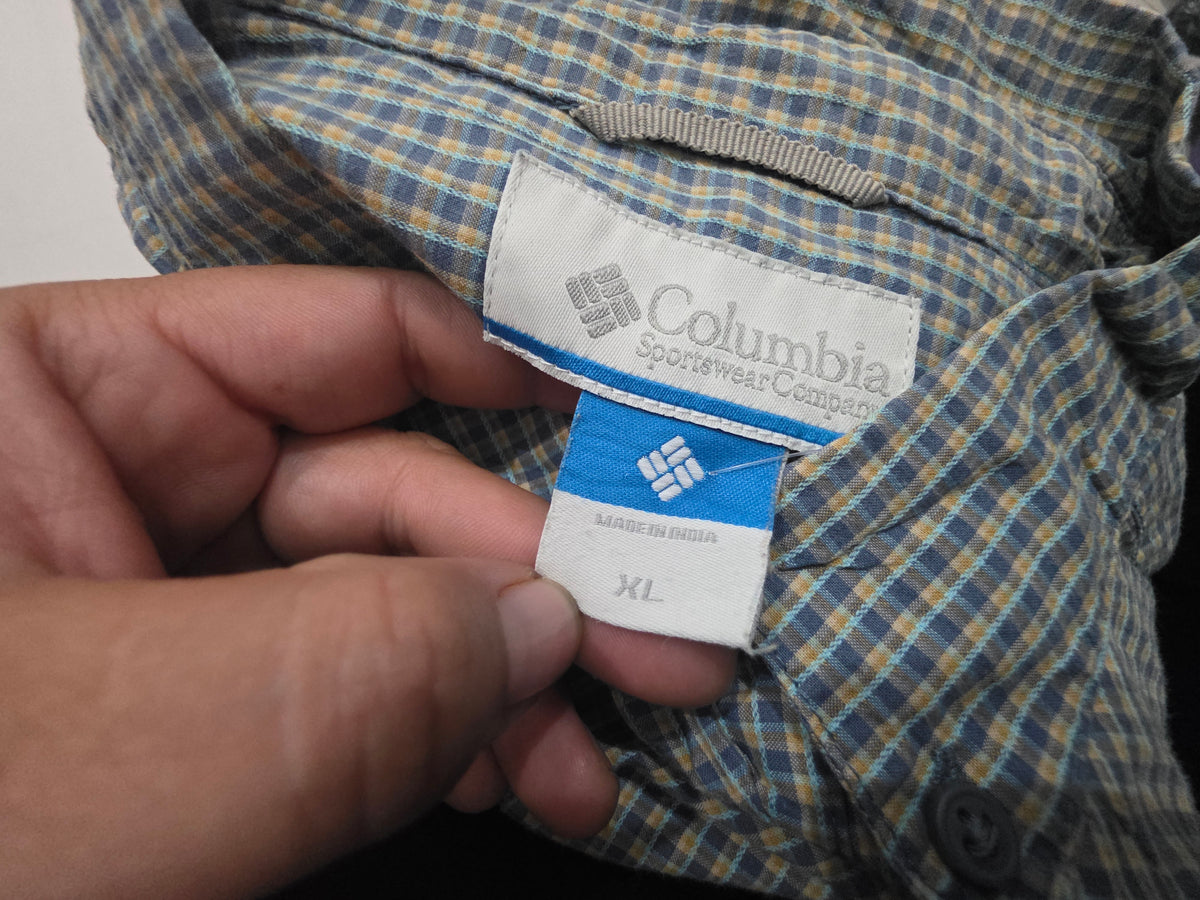 Camisa Columbia Xgrande Xl Cuadro Azul Y Naranja