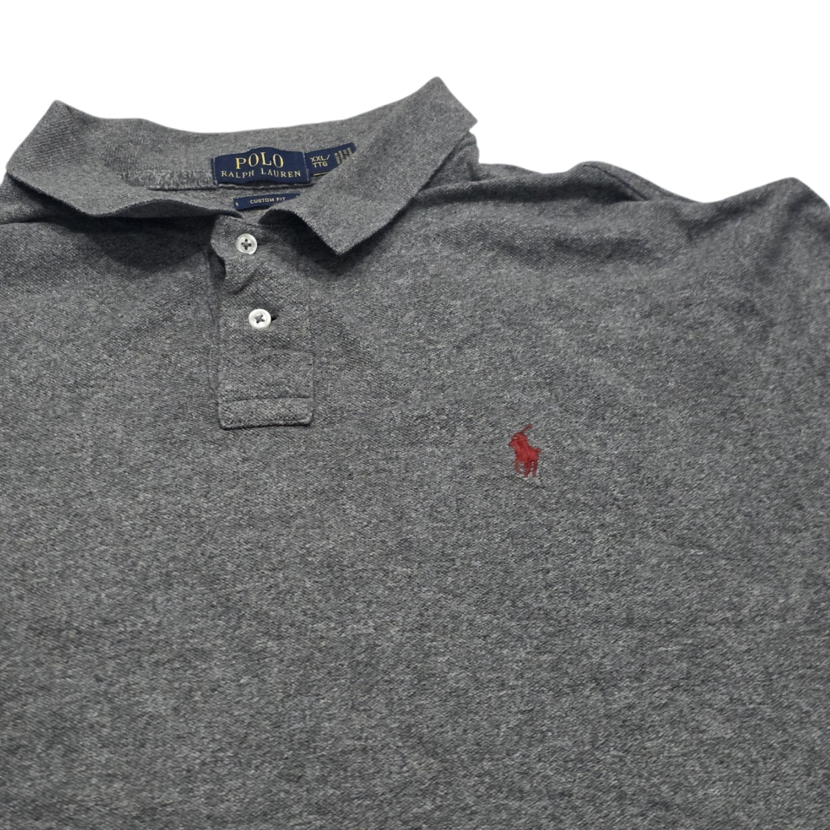 Playera Ralph Lauren Xxl Gris Oscuro Pony Rojo Custom Fit