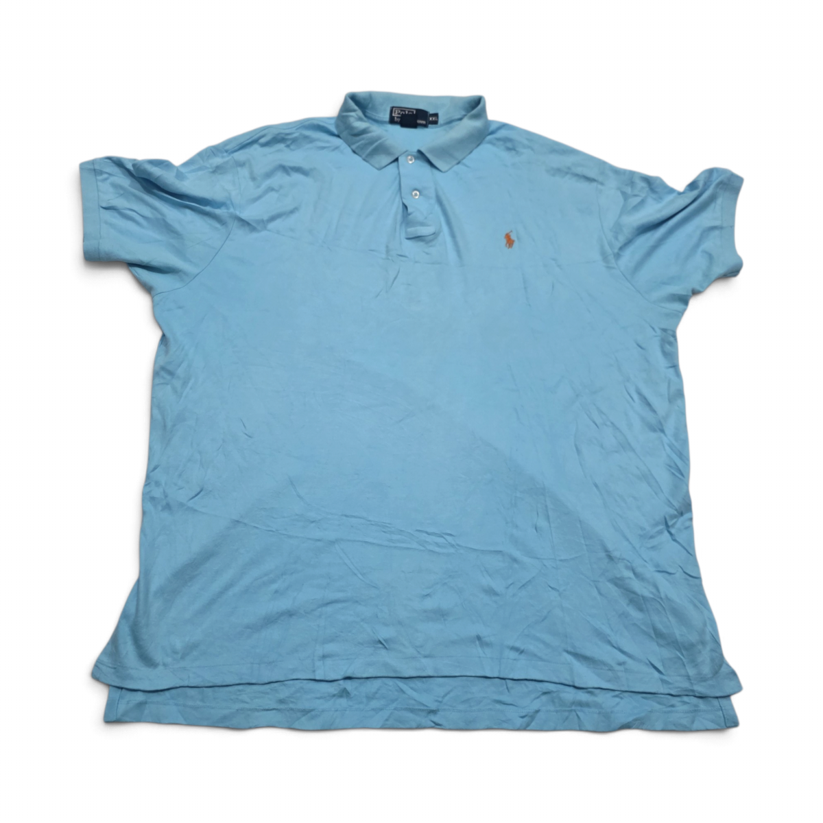 Playera Ralph Lauren Xxl Polo Azul Claro Pony Naranja