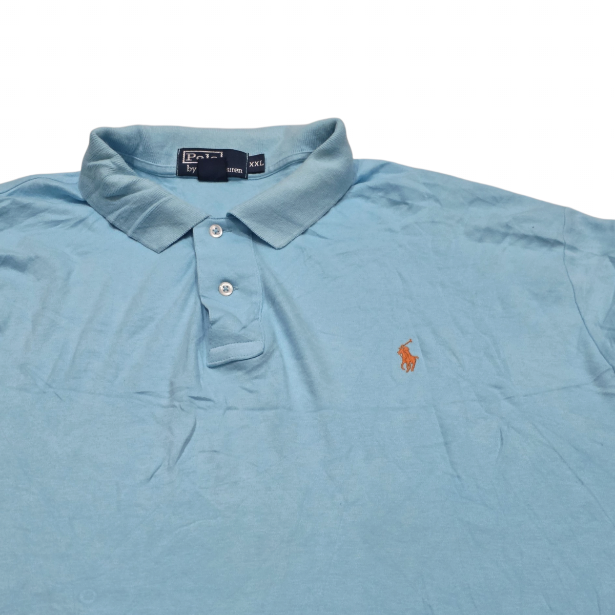 Playera Ralph Lauren Xxl Polo Azul Claro Pony Naranja
