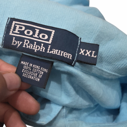 Playera Ralph Lauren Xxl Polo Azul Claro Pony Naranja