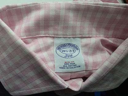 Camisa Brooks Brothers 14 1/2 2/3 Cuadro Rosa