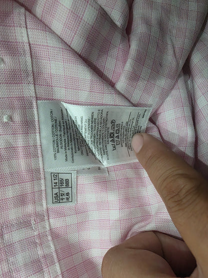 Camisa Brooks Brothers 14 1/2 2/3 Cuadro Rosa