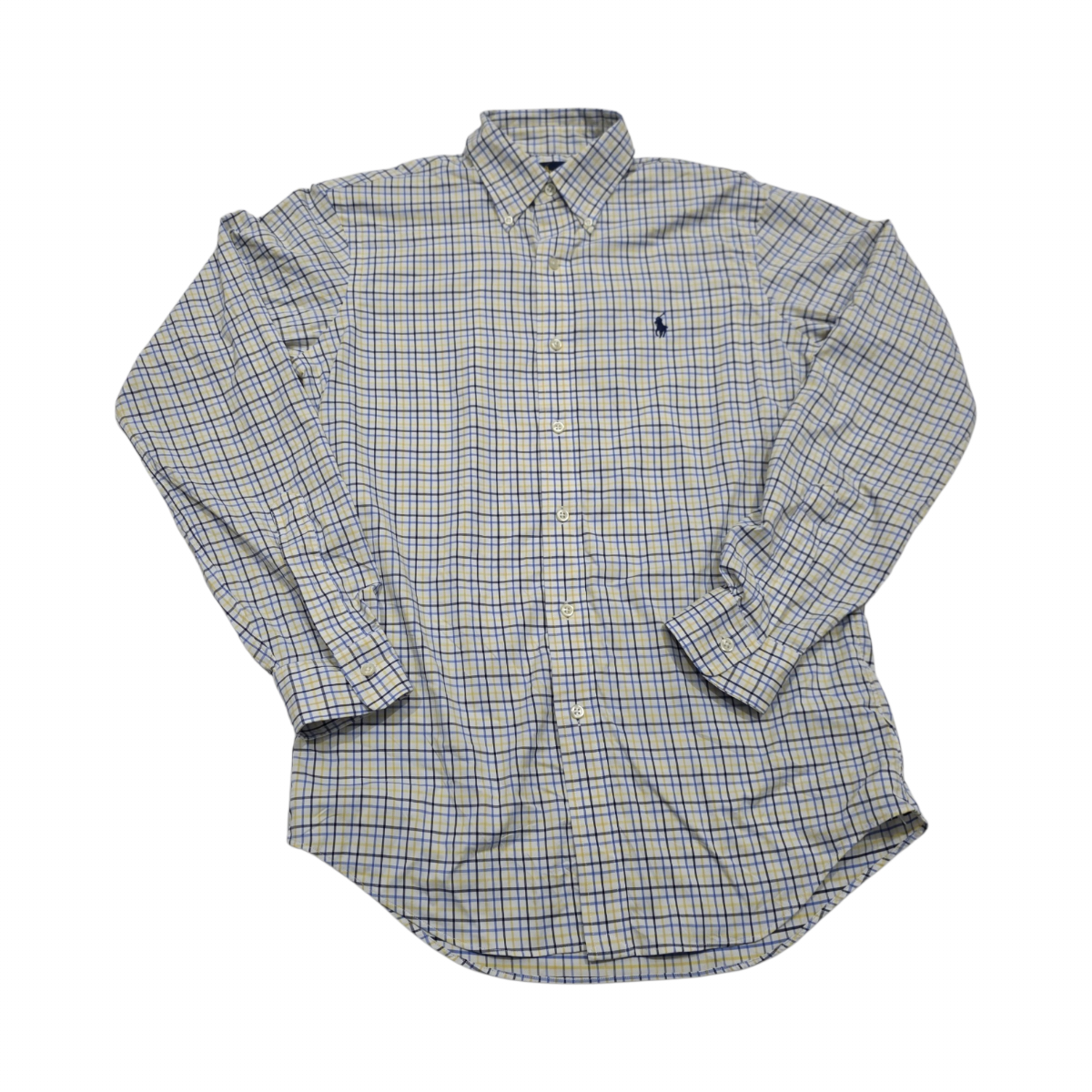 Camisa Ralph Lauren Chico S Classicfit Blanco Cuadro Amarilo