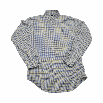 Camisa Ralph Lauren Chico S Classicfit Blanco Cuadro Amarilo