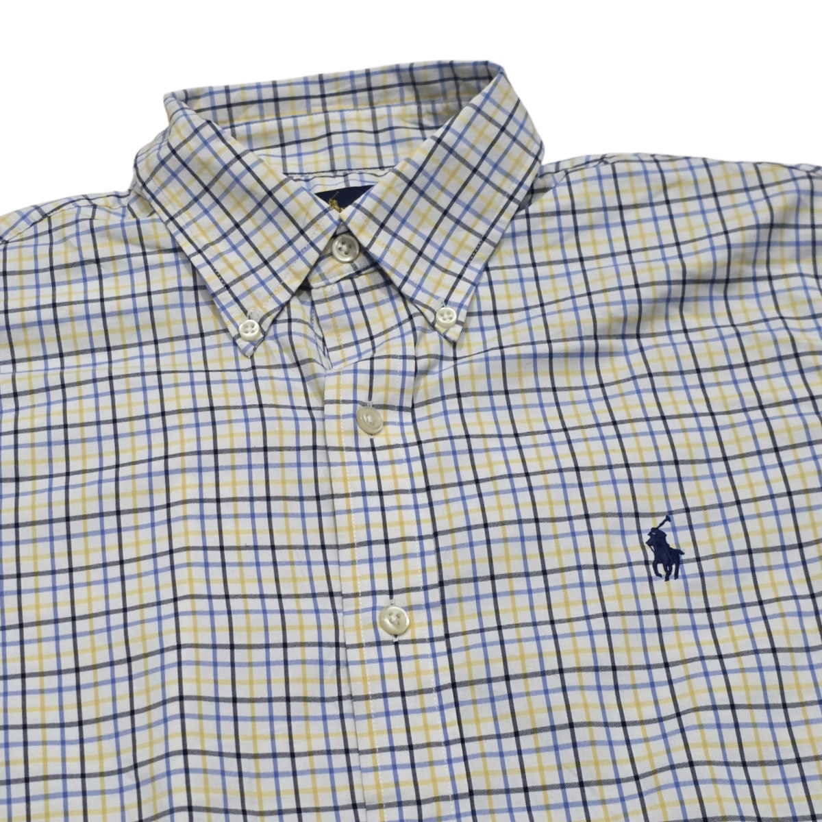 Camisa Ralph Lauren Chico S Classicfit Blanco Cuadro Amarilo