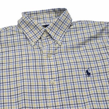 Camisa Ralph Lauren Chico S Classicfit Blanco Cuadro Amarilo