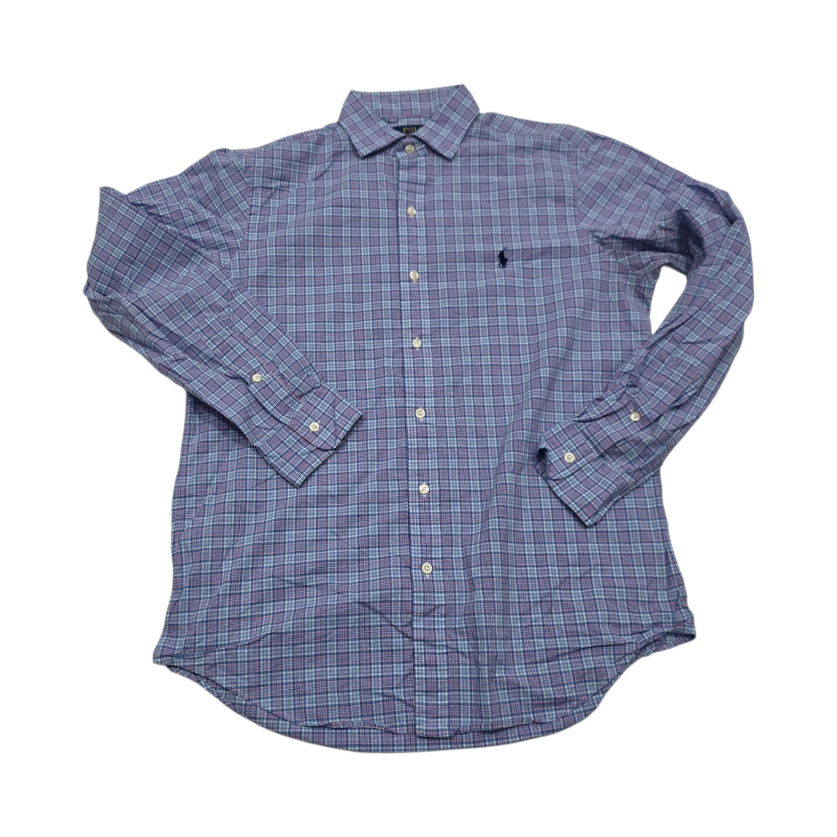Camisa Ralph Lauren Mediana M Cuadro Azul Y Rosa Stretch
