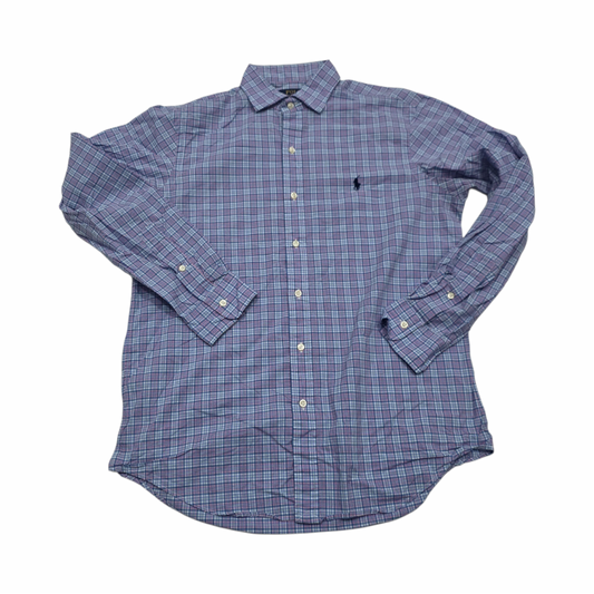 Camisa Ralph Lauren Mediana M Cuadro Azul Y Rosa Stretch