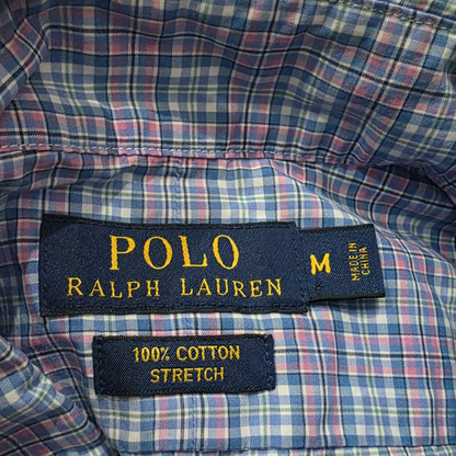 Camisa Ralph Lauren Mediana M Cuadro Azul Y Rosa Stretch