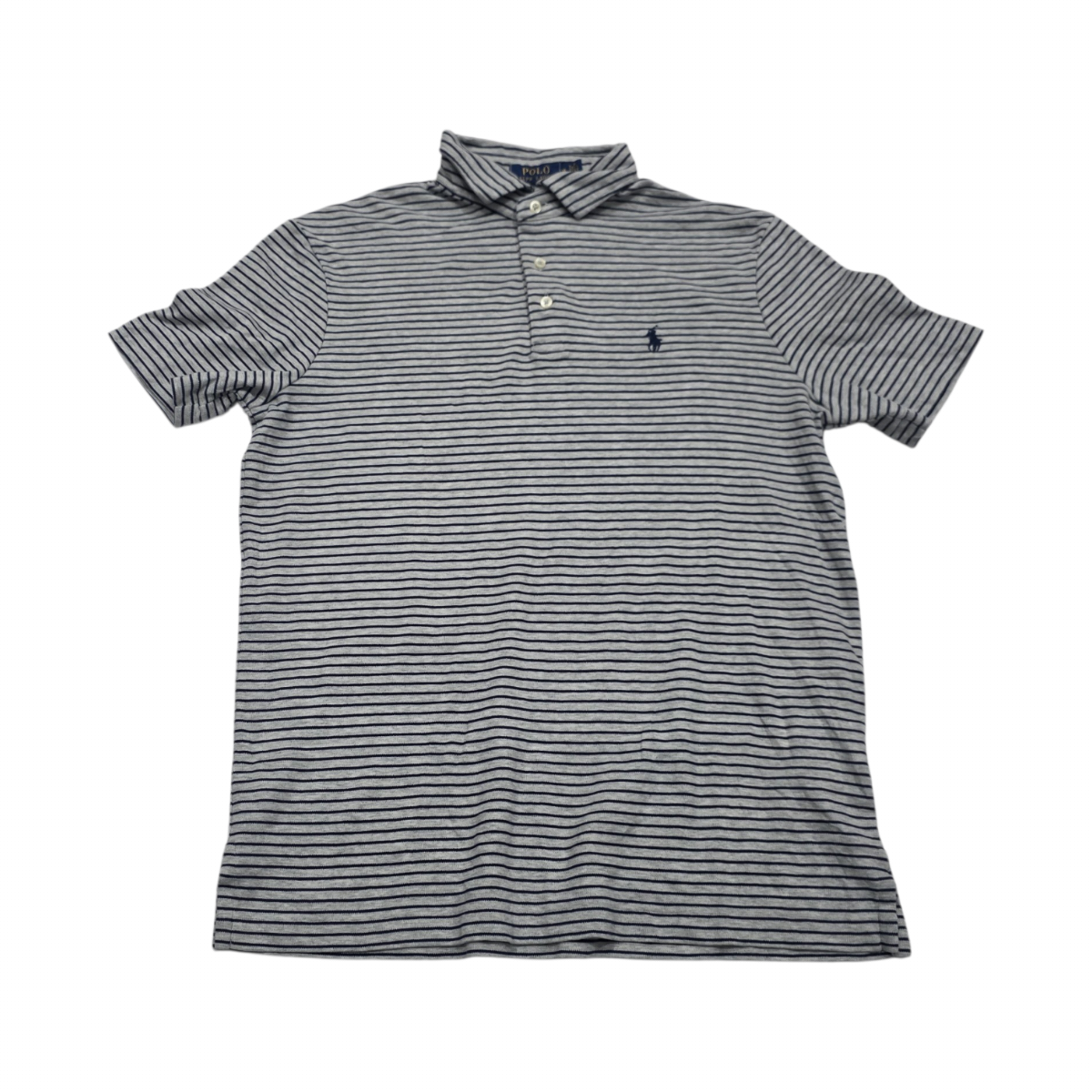 Playera Ralph Lauren Mediana M Gris Y Azul Lineas
