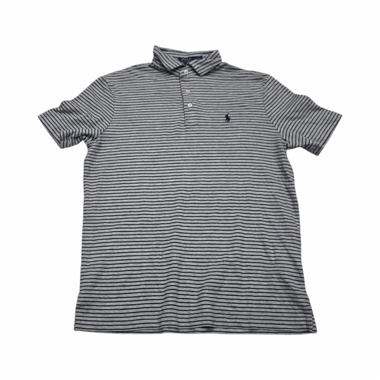 Playera Ralph Lauren Mediana M Gris Y Azul Lineas