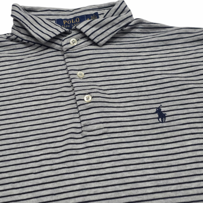 Playera Ralph Lauren Mediana M Gris Y Azul Lineas