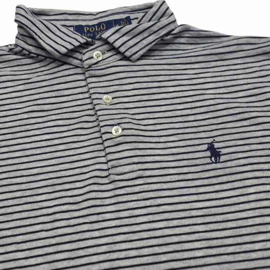 Playera Ralph Lauren Mediana M Gris Y Azul Lineas