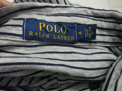 Playera Ralph Lauren Mediana M Gris Y Azul Lineas